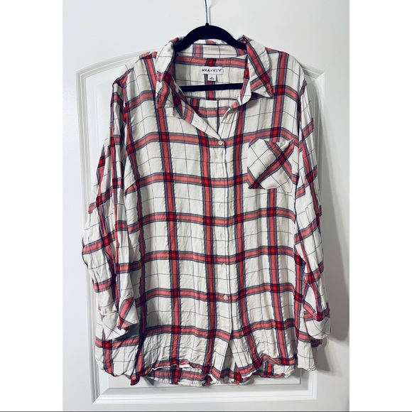 Ava and Viv plaid button down - Picture 1 of 3